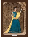 Tealblue Net Embroidered Floor Length Suit