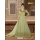 Olive Green Embroidered Floor Length Suit