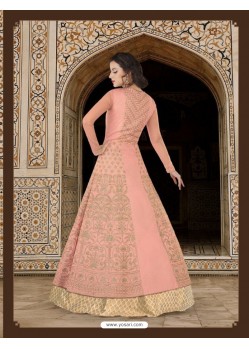 Baby Pink Embroidered Floor Length Suit