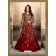 Maroon Silk Embroidered Floor Length Suit