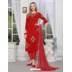Beautiful Red Cotton Embroidered Suit