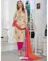 Light Beige Cotton Embroidered Suit