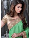 Green And Pink Embroidered Work Designer Saree