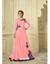 Peach Georgette Embroidered Gown