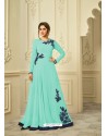 Jade Green Georgette Embroidered Gown