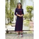 Dark Blue Rayon Printed Kurti