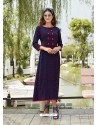 Dark Blue Rayon Printed Kurti