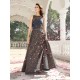 Magnificent Navy Blue Jacquard Gown