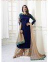Navy Blue Model Satin Embroidered Suit