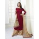 Wine Model Satin Embroidered Suit