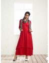 Observable Red Rayon Printed Kurti