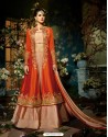 Graceful Orange Taffeta Silk Floor Length Suit
