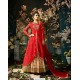 Enhanting Red Taffeta Silk Floor Length Suit