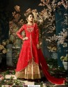 Enhanting Red Taffeta Silk Floor Length Suit