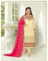 Cream Georgette Embroidered Suit