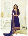 Royal Blue Georgette Embroidered Suit