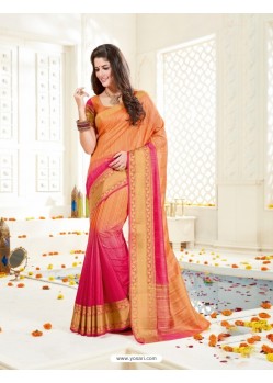 Marvelous Light Orange Bonga Silk Saree