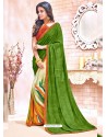 Green Georgette Printed Saree