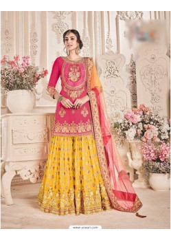 Peach Faux Georgette Embroidered Suit
