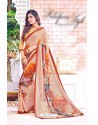 Beige Georgette Printed Saree