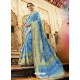 Graceful Blue Cotton Silk Jacquard Saree
