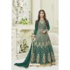 Green Silk Embroidered Floor Length Suit