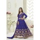 Blue Silk Embroidered Floor Length Suit