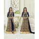 Navy Blue Georgette Embroidered Floor Length Suit