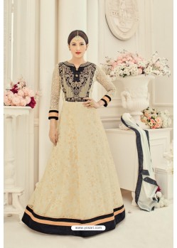 Off White Georgette Embroidered Floor Length Suit