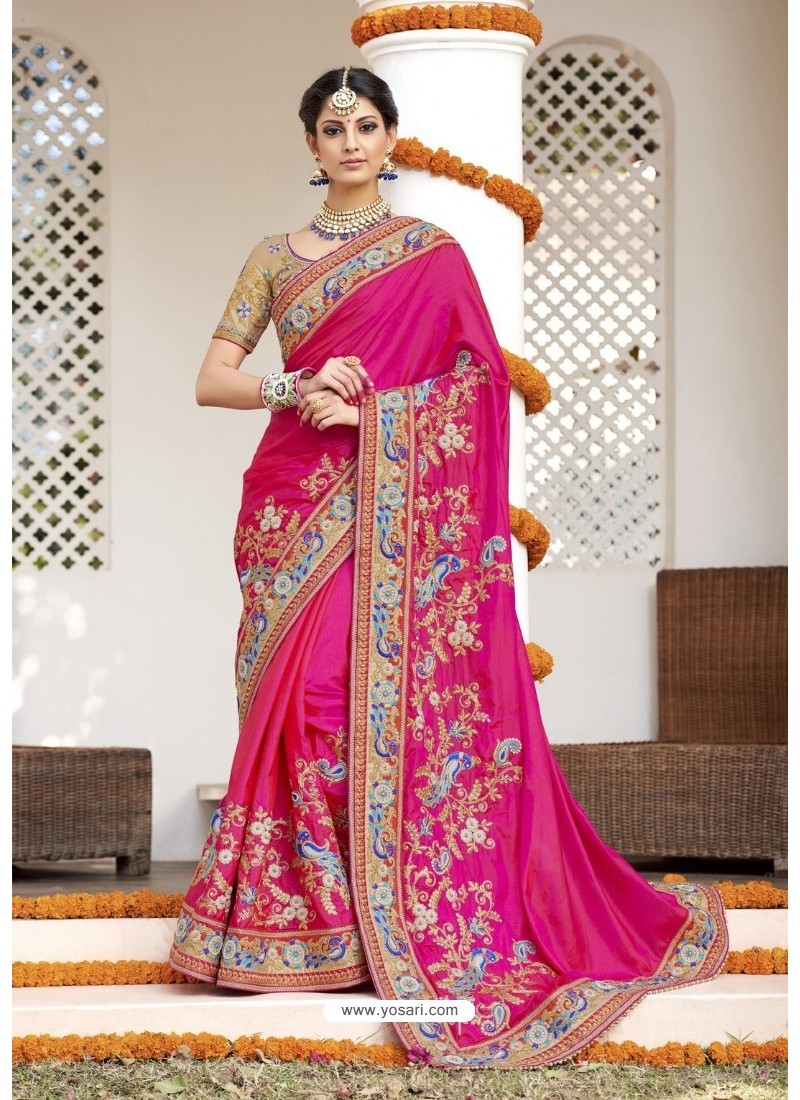 Buy Excellent Rani Heavy Silk Saree Wedding Sarees