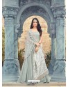 Silver Georgette Embroidered Floor Length Suit