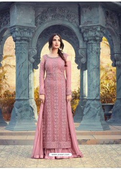 Light Pink Net Embroidered Suit