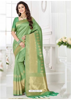 Lovely Green Silk Blend Saree