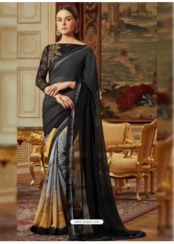 Astonishing Black Georgette Saree