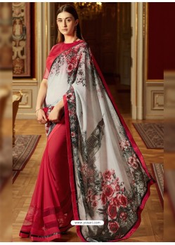 Awesome Red Georgette Saree