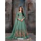 Aqua Mint Taffeta Silk Embroidered Floor Length Suit