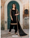 Black Art Silk Embroidered Suit