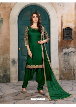 Green Art Silk Embroidered Suit