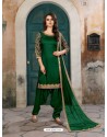 Green Art Silk Embroidered Suit