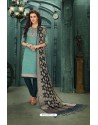 Attractive Turquoise Chanderi Silk Suit