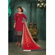 Pretty Red Chanderi Silk Suit