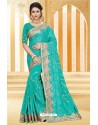 Competent Turquoise Georgette Saree