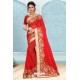 Glorious Red Georgette Saree