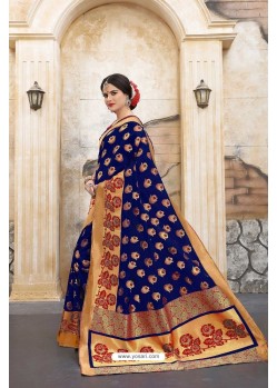 Admirable Royal Blue Banarasi Silk Saree