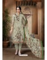 Olive Green Cotton Printed Suit
