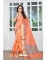 Charming Orange Banarasi Silk Saree