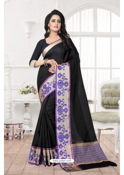Marvelous Black Banarasi Silk Saree
