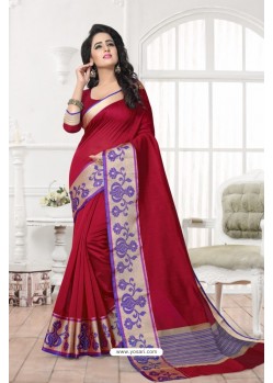 Gorgeous Wine Banarasi Silk Saree