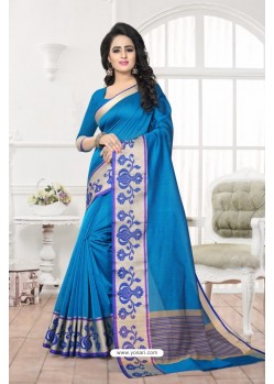 Incredible Blue Banarasi Silk Saree
