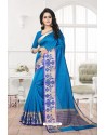 Incredible Blue Banarasi Silk Saree
